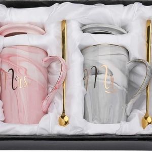 Yesland 13.5 Oz Mr and Mrs Coffee Mugs, Wedding Gifts for Couple/Bride and Groom